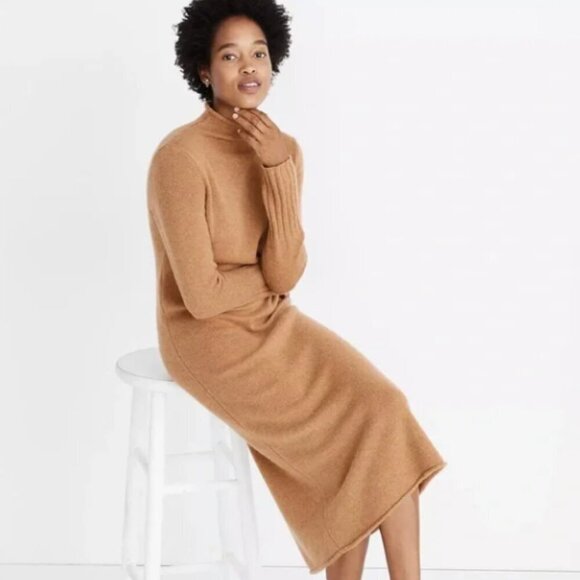 Madewell Dresses & Skirts - Madewell 100% Cashmere Mockneck Long Sleeve Midi Sweater Dress Size Small